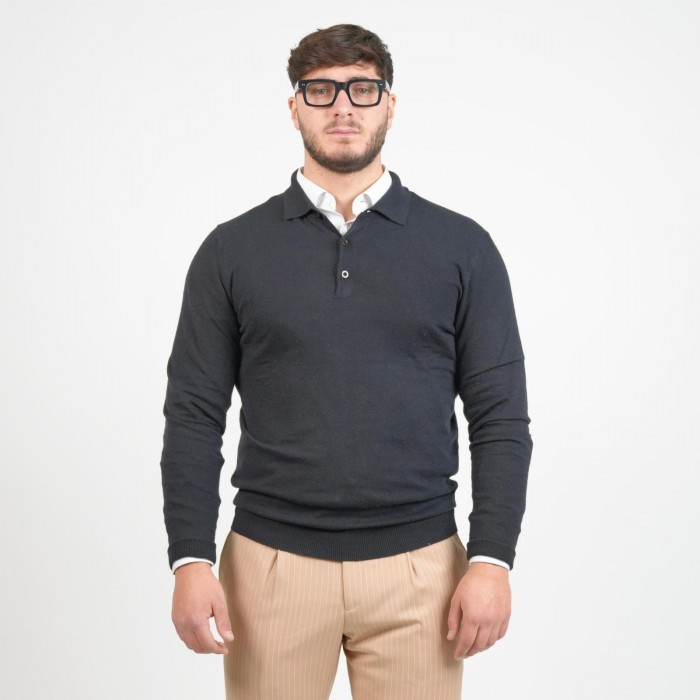 Polo in lana e cashmere - Nero