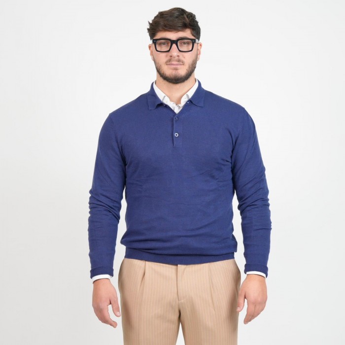 Polo in lana e cashmere - Blu marino