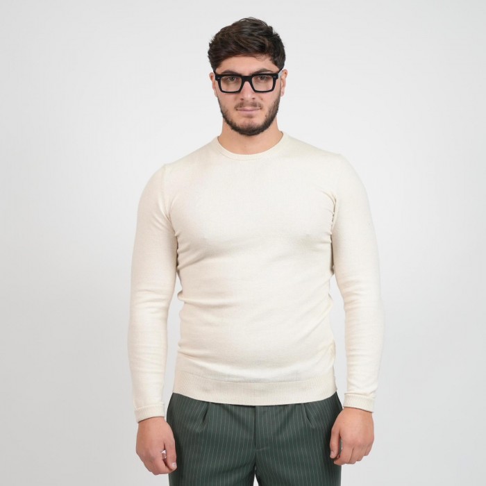 Maglia girocollo lana e cashmere - Beige
