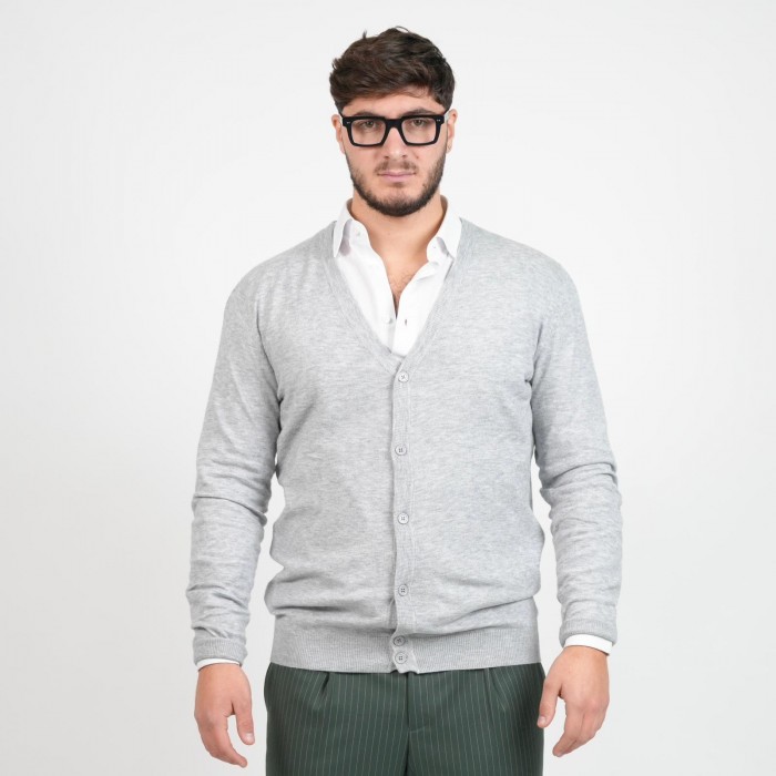 Cardigan scollo a V lana e cashmere -...