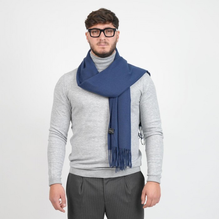 Pashmina tinta unita cashmere - Blu