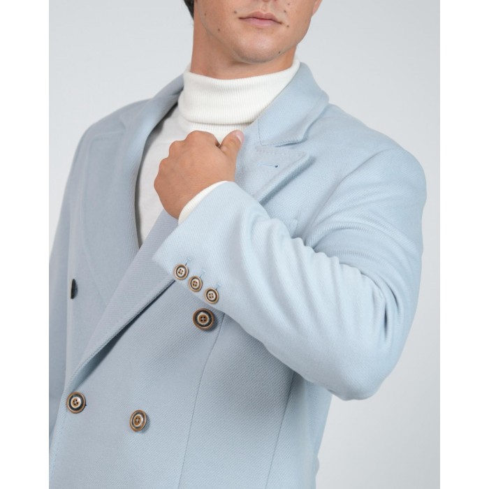 Cappotto doppio petto - Celeste