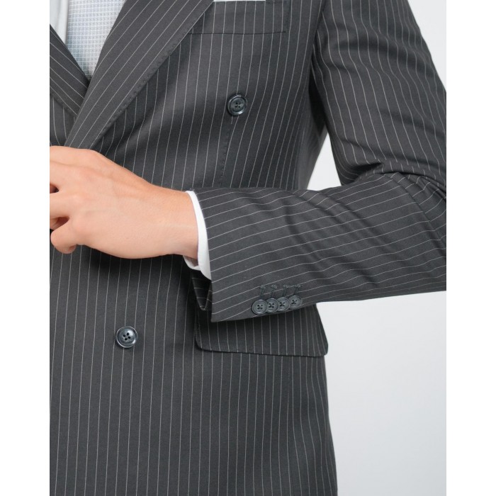 Abito doppio petto gessato - Nero