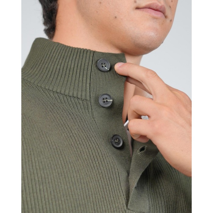 Maglia lupetto a coste - Verde