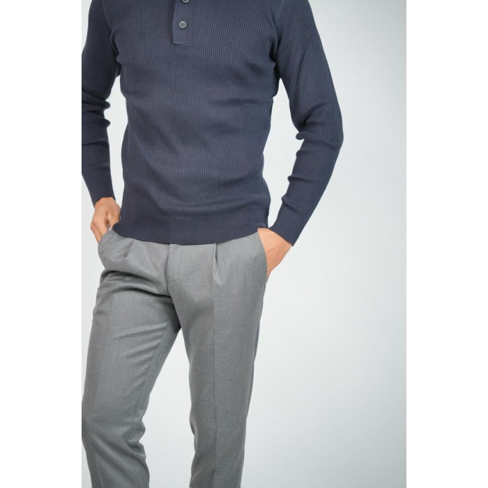 Maglia lupetto a coste - Blu