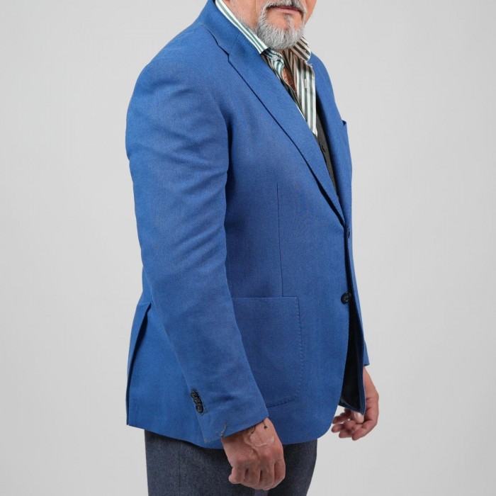 Giacca drop 4 - Celeste in puro lino