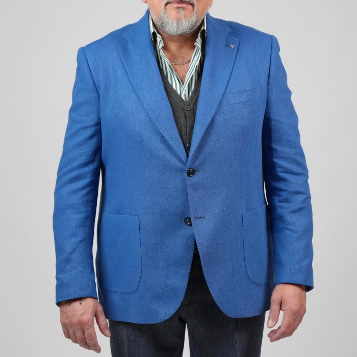 Giacca drop 4 - Celeste in puro lino