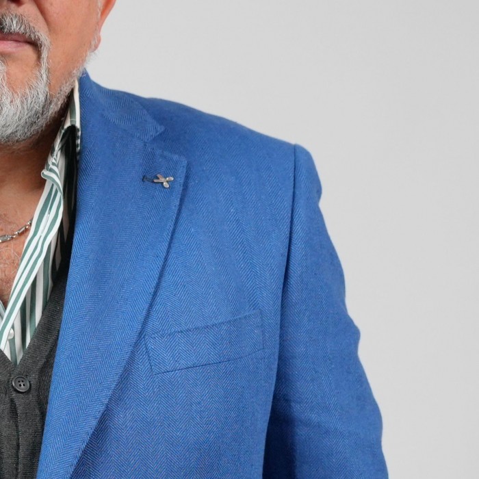 Giacca drop 4 - Celeste in puro lino