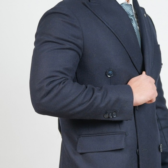 Cappotto doppio petto - Blu spigato