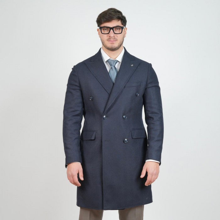 Cappotto doppio petto - Blu spigato