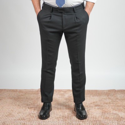 Pantalone lana foulè - Nero