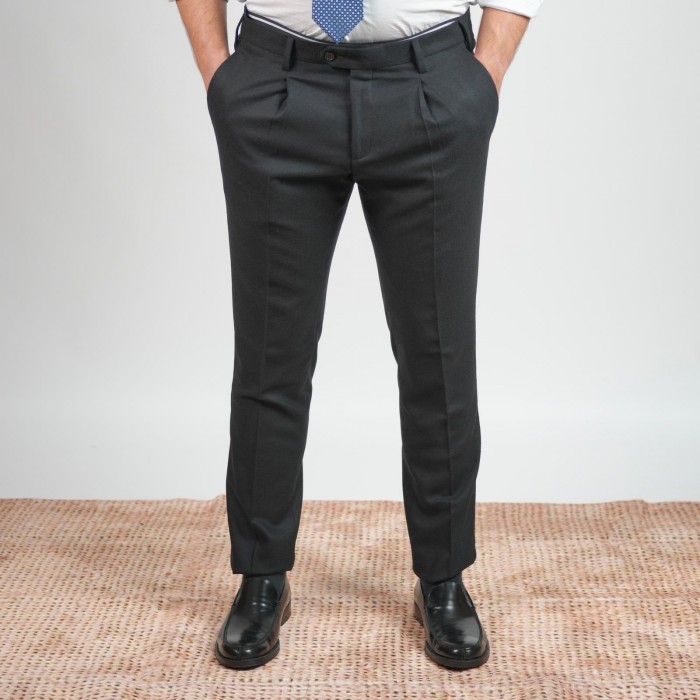 Pantalone lana foulè - Nero