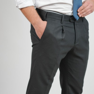 Pantalone lana foulè - Nero 2