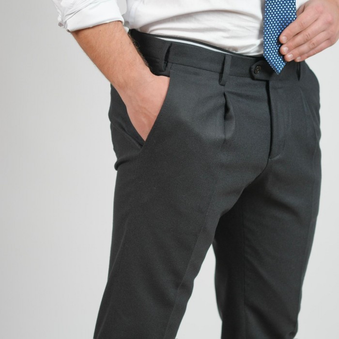 Pantalone lana foulè - Nero