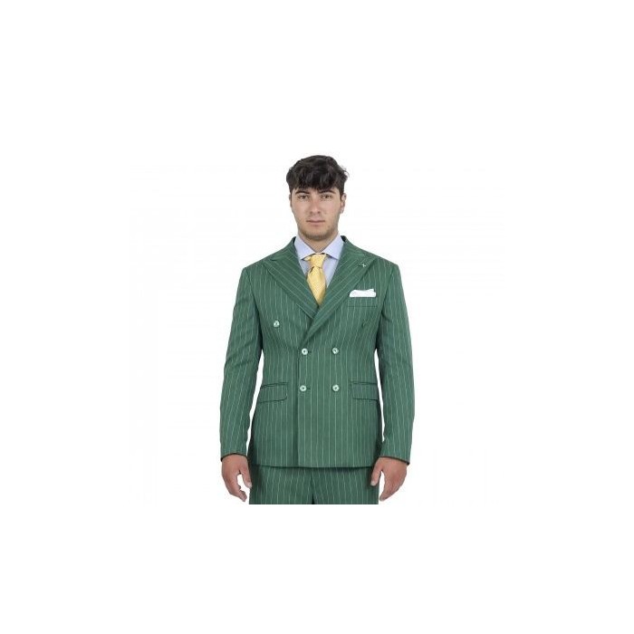 Giacca doppio petto verde gessato