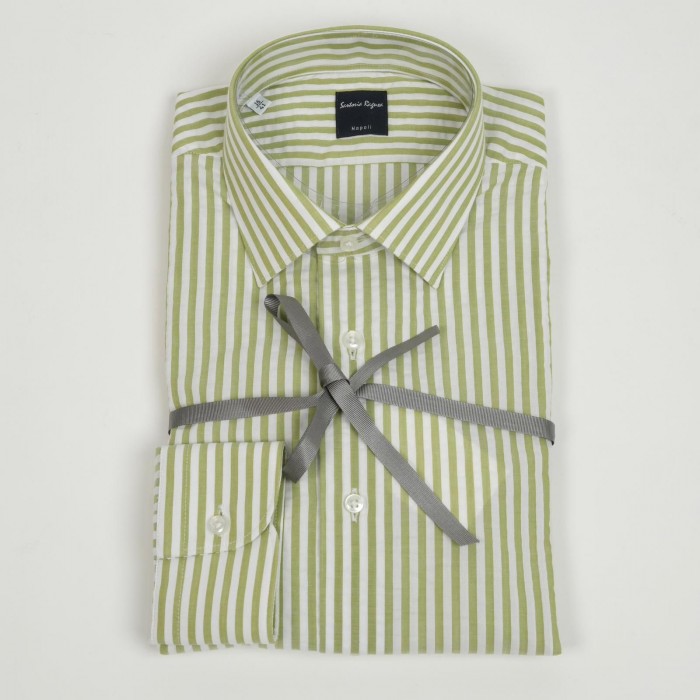 Camicia a righe verdi in cotone