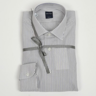 Camicia celeste e marrone a...