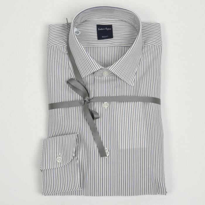 Camicia celeste e marrone a righe