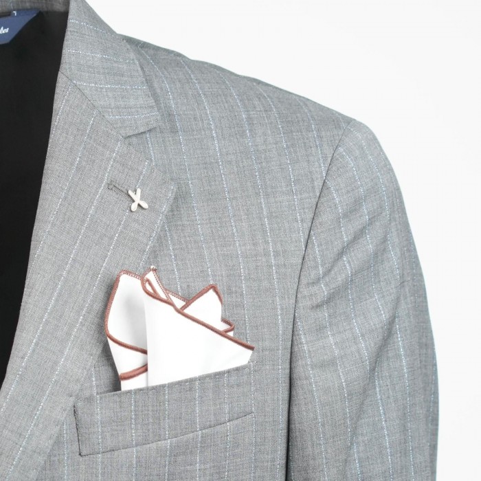 Pochette in seta bianca con bordo moro