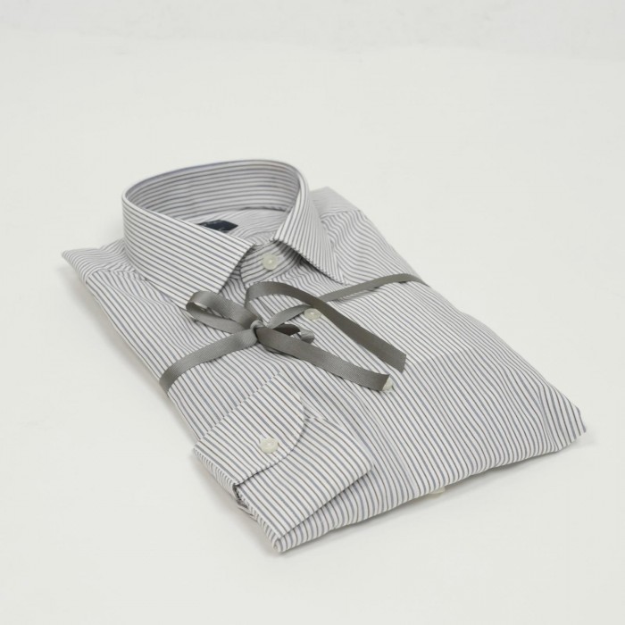 Camicia celeste e marrone a righe