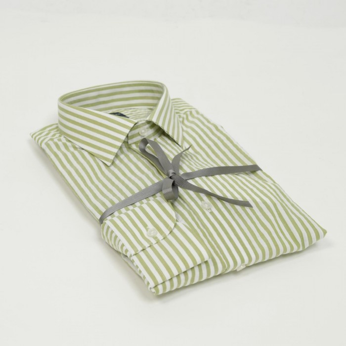 Camicia a righe verdi in cotone