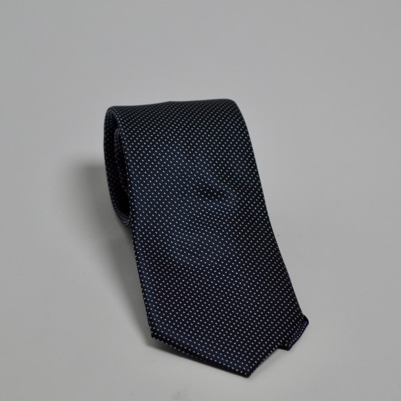 Cravatta blu con micro pois
