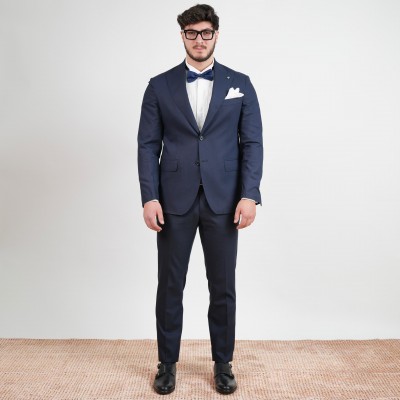 Abito monopetto blu petto a...