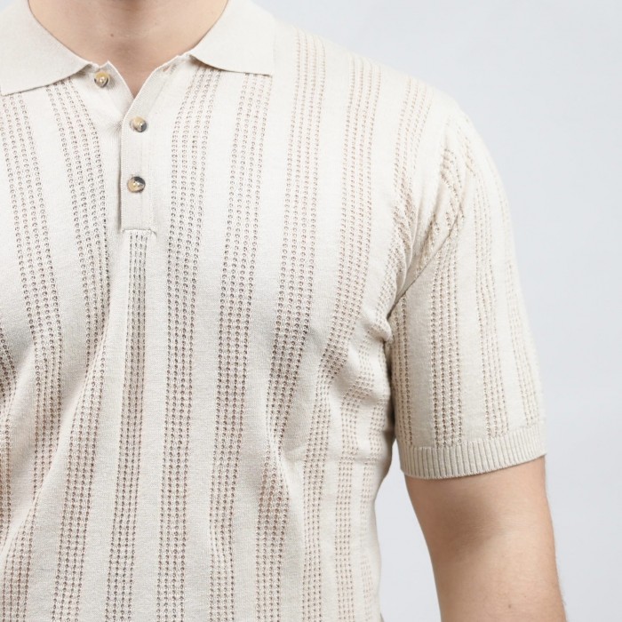 Polo in lino e cotone - Beige