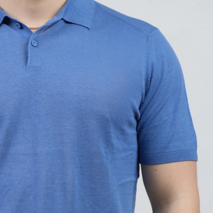 Polo 2 bottoni - Celeste