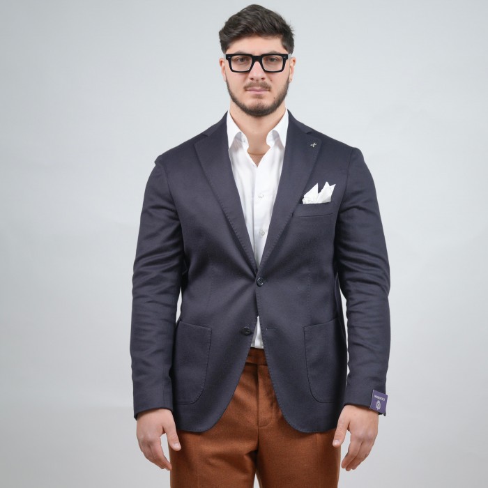 Giacca monopetto in puro cashmere - Blu