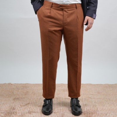 Pantalone lana foulè - Mattone