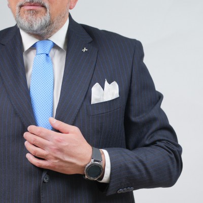 Abito monopetto gessato blu... 2