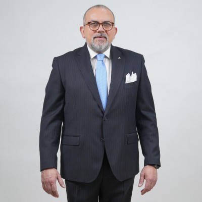 Abito monopetto gessato blu...