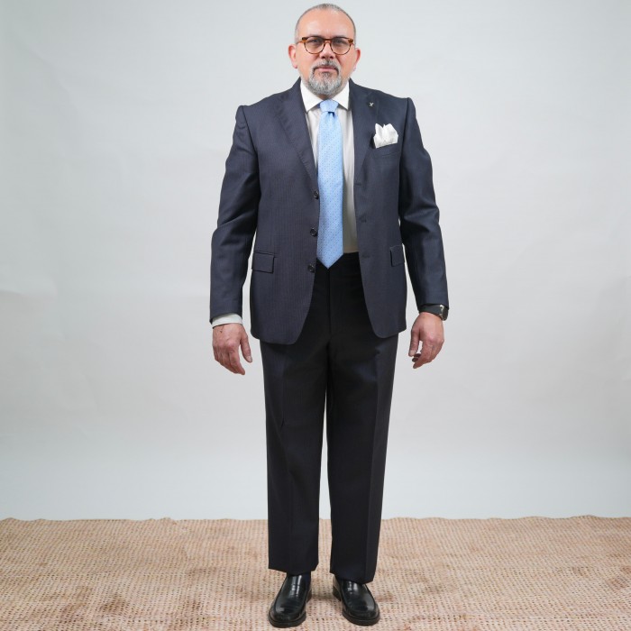 Abito monopetto spigato blu DROP-4