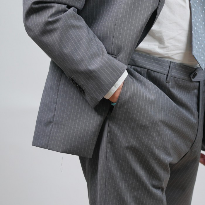 Abito monopetto gessato grigio DROP-4