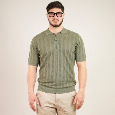 Polo in lino e cotone - Verde