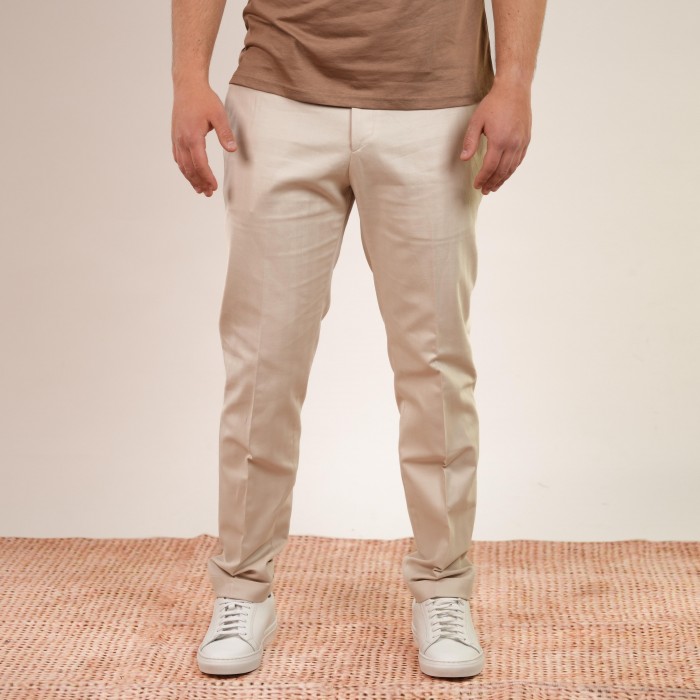 Pantalone in lino e cotone - Beige...