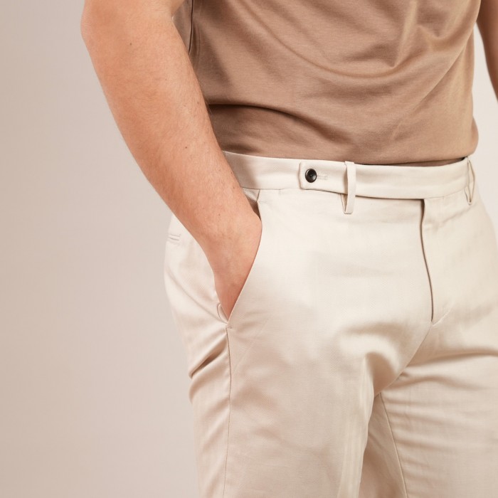 Pantalone in lino e cotone - Beige...