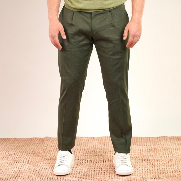 Pantalone in lino e cotone - Verde
