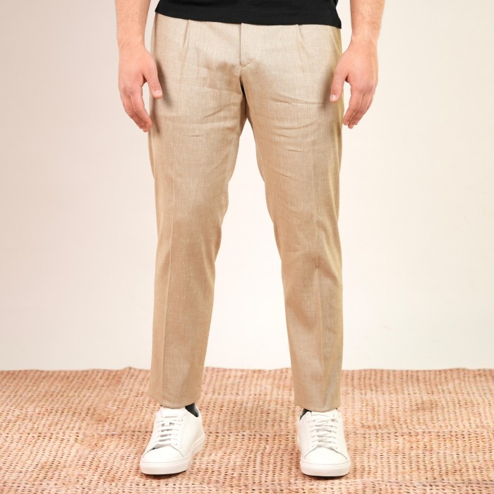 Pantalone in lino e cotone - Beige