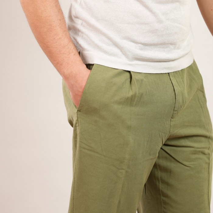 Pantalone chino in lino e cotone - Verde