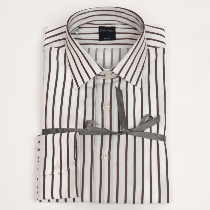 Camicia bianca a righe marroni