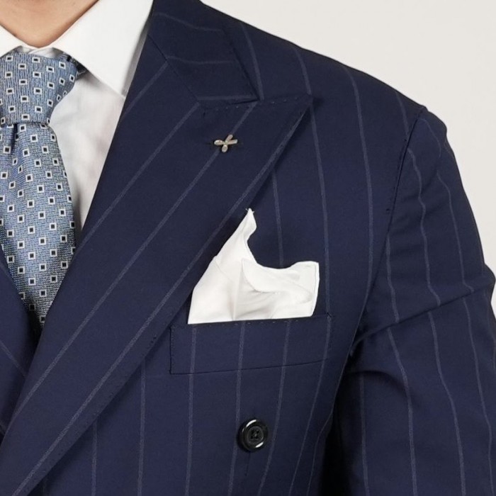 Abito doppio petto gessato largo - Blu