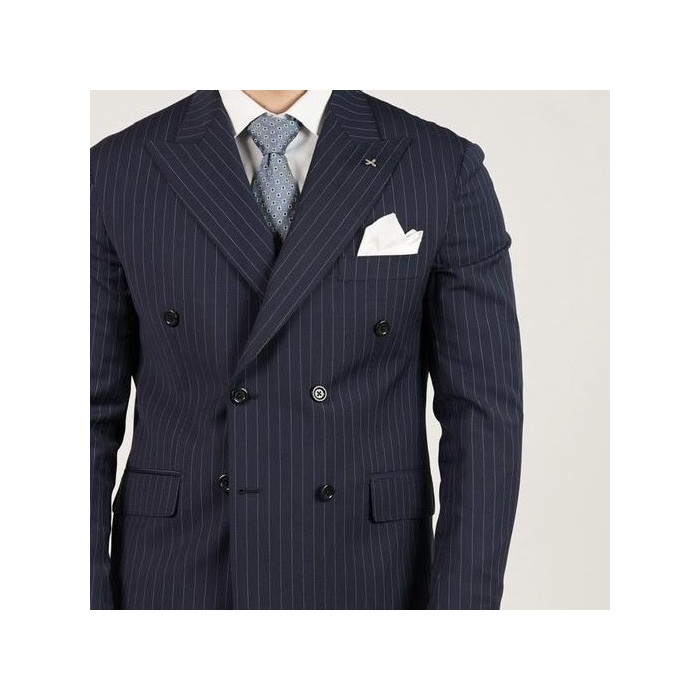 Abito doppio petto gessato - Blu