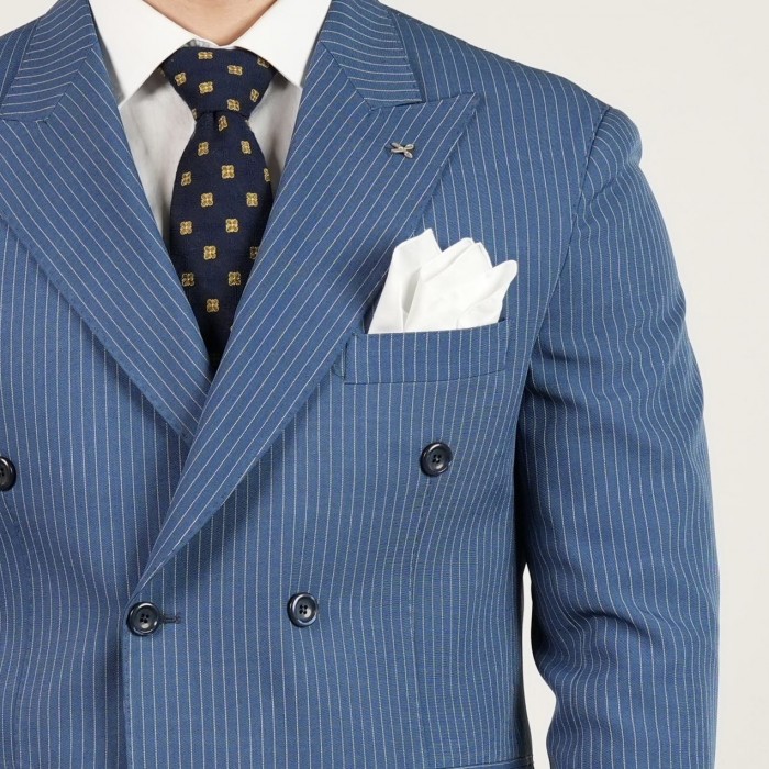 Abito doppio petto gessato - Celeste