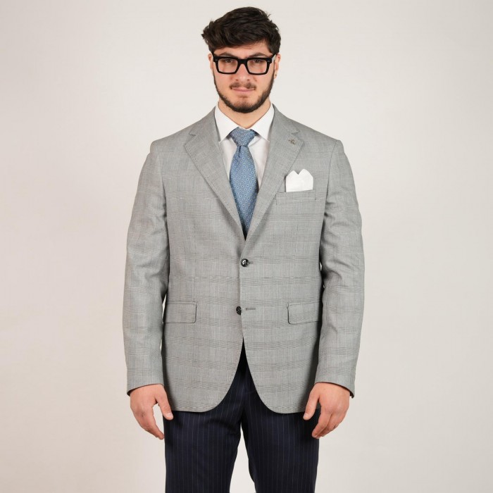 Giacca monopetto grigio galles