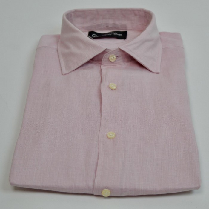Camicia in lino rosa