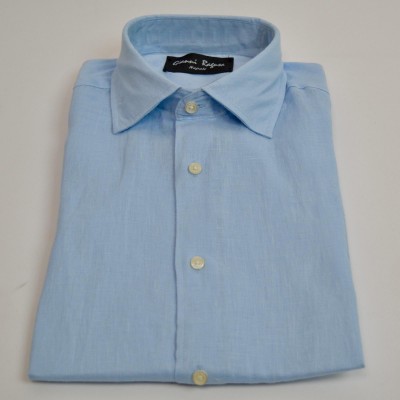 Camicia in lino celeste