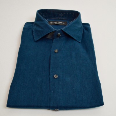 Camicia in lino blu