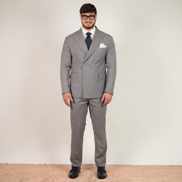 Abito doppio petto gessato largo -...